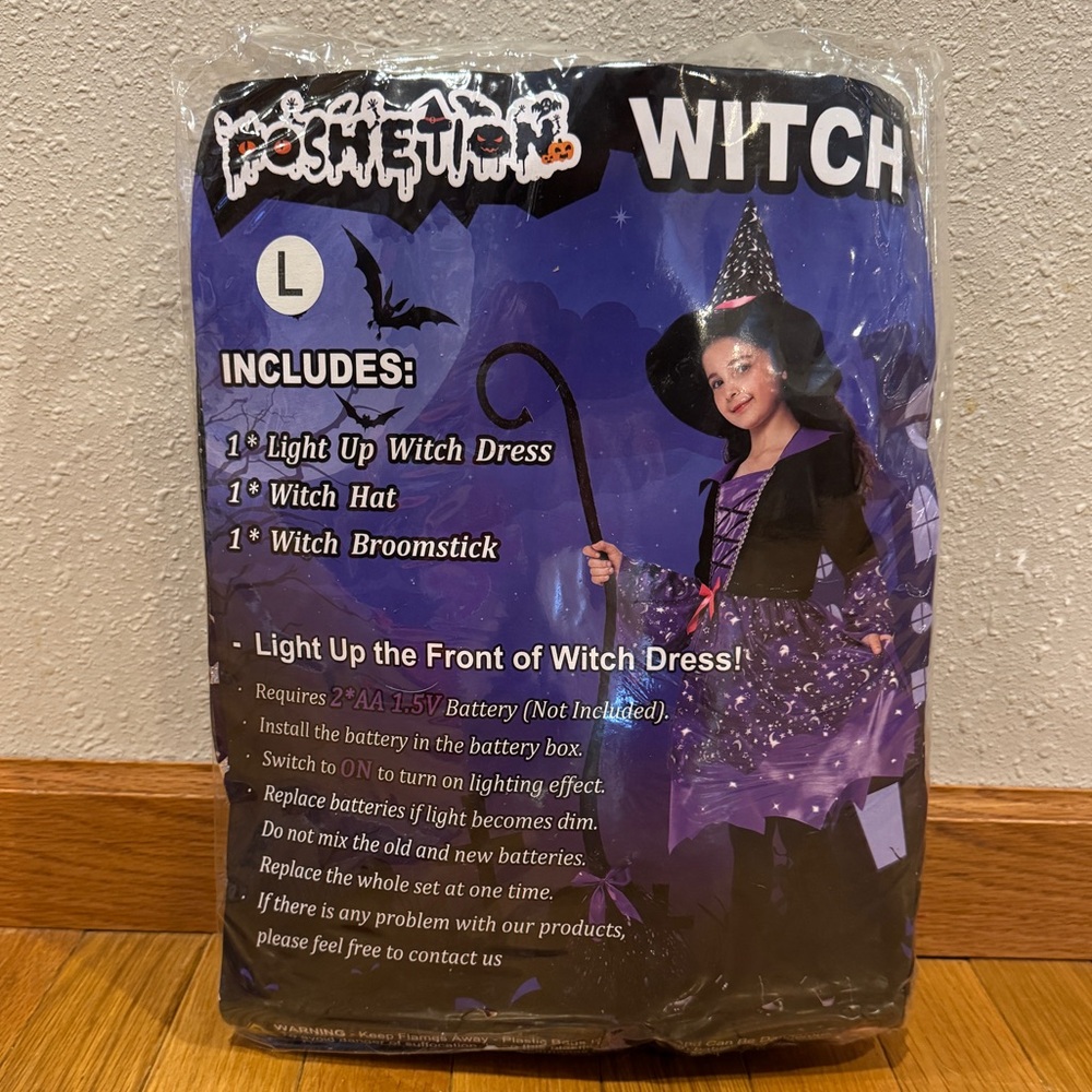 Light Up Witch Costume for Kids - Black and Purple
